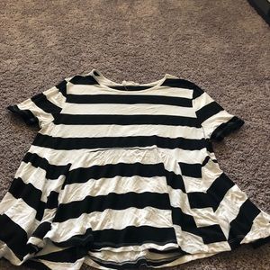 Anthropologie striped peplum tee